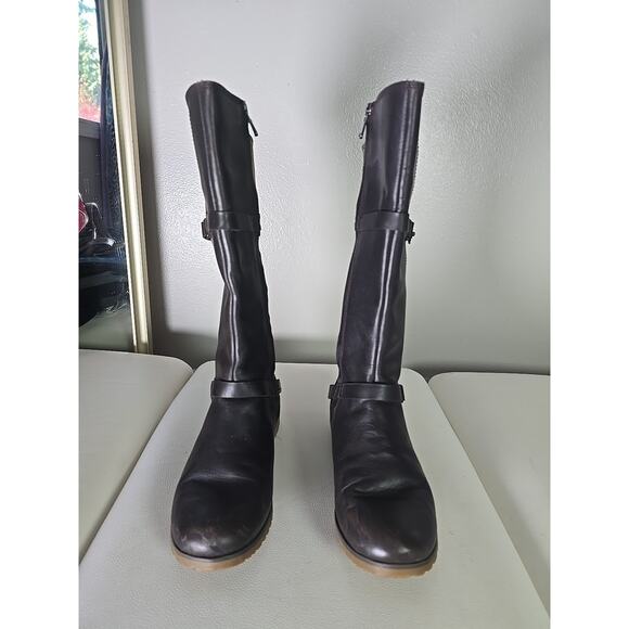 Teva Leather Riding Boots Size 7 Waterproof Knee High Indie Boho Chic Winter - Picture 4 of 8